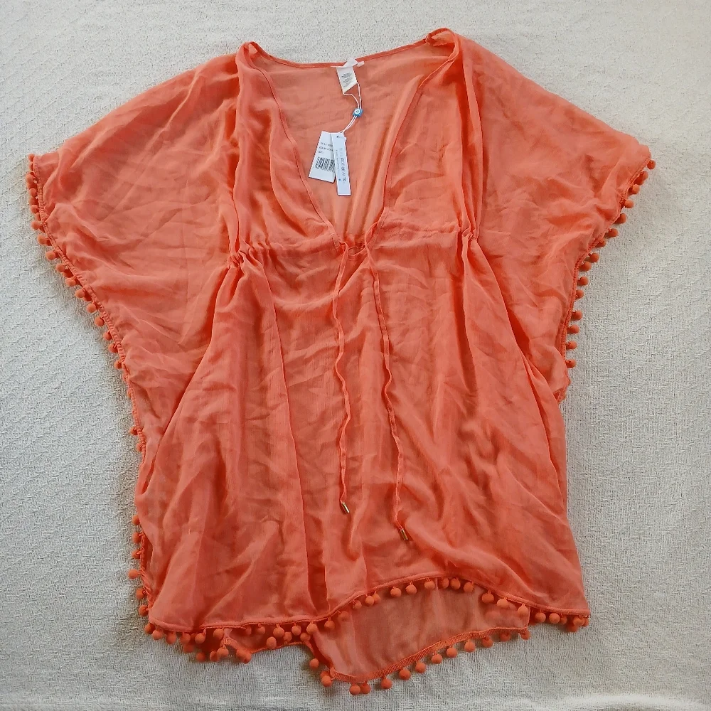 bleu rb ♡ pom pom swim coverup large beach resort tropical vacation cabana